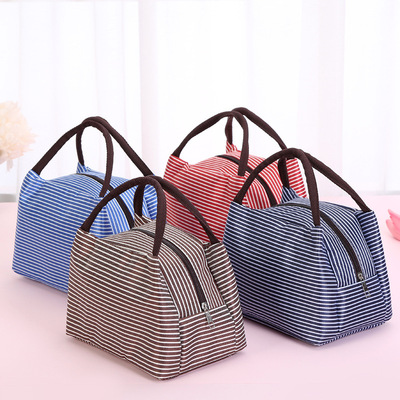 Striped bento Bag Thermal bag Oxford Cloth waterproof large picnic bag Striped B Ice bag