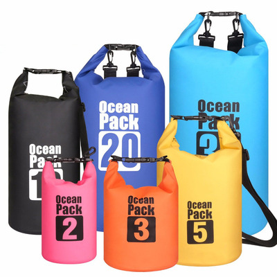 Outdoor travel sports swimming waterproof bucket bag pvc mesh cloth backpack river rafting mobile ph