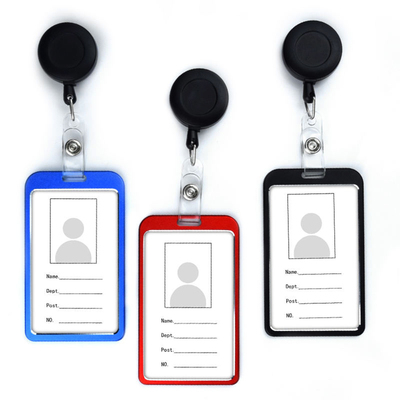 Wholesale Metal ID Card Holder With Retractable Badge Reel Aluminium Alloy Badge Holder ID Card Protector for School and Office