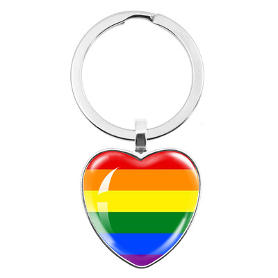 Cross-border hot Lgbt Gay Love Is Love rainbow simple fashion pendant heart pendant key chain