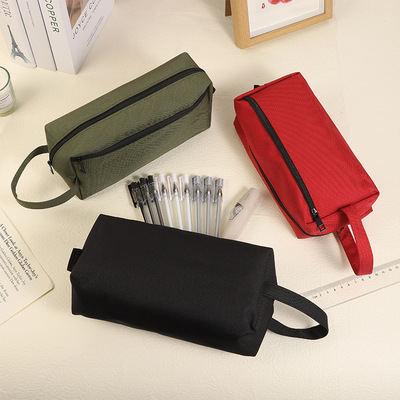 Large volume pen bag Wholesale Solid color Student stationery Storage Pen bag Student simple Oxford
