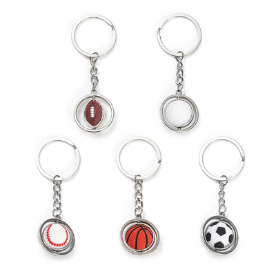 Spin small basketball Football Golf ball Football baseball key chain Metal ball key chain Gift