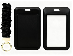 Factory Wholesale Silicone ID Card Holder with Ruched Fabric Lanyard Multi-Color Office School Work Badge Keychain Accessory