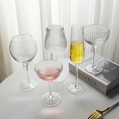 Striped crystal wine glass Burgundy ins Style thin personality Champagne High foot couple white grap