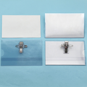Factory Hot-sale Name Badge Holder PVC Transparent Soft Blank Name Badge Card Holder Office Meeting Id Card with Pin Clip