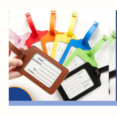 Leather Luggage Tags Customized Lettering Leather Travel Check-in Card Holder Leather Label