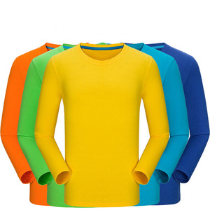 Long sleeve round neck combed cotton T-shirt set class clothes classmates party diy culture advertis