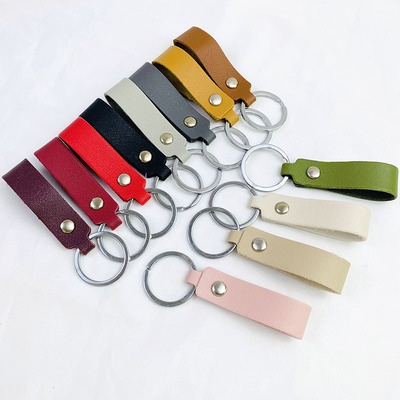 Solid leather keychain stock PU car key chain pendant anti-loss lanyard creative advertising small g