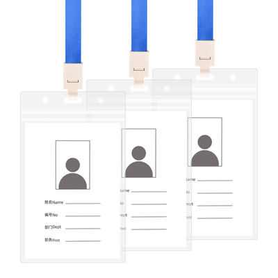 ID Card Holder Logo Keychain Lanyard With Card Holder Neck Strap Clear PVC Transparent Plastic ID Card Holder