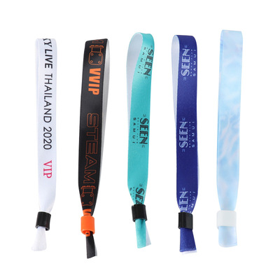 logo manufacturers disposable polyester bracelet concert event entry wrist strap heat transfer ribbo