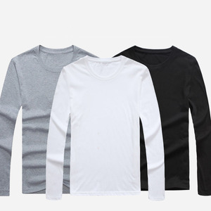 2023 new autumn and winter round neck CVC long sleeve T-shirt for hair large size solid color T-shir