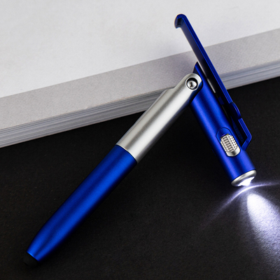 Hot-selling 4-in-1 Multi-Function Pen: Phone Holder, LED Lamp, Ballpoint & Stylus for Custom Advertising Gifts