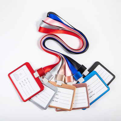 Wholesale Colorful Fashion Aluminum Alloy Work Name Card Holder Business Work Id Card Badge Lanyard Holder Metal Bags Case Cover