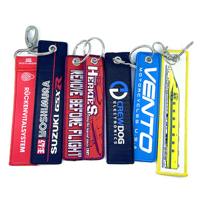 Woven badge keychian short lanyards with custom woven logo