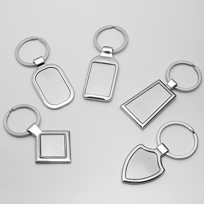 New simple metal keychain double ring geometric alloy schoolbag pendant creative stainless steel pen