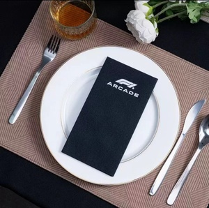 Customizable logo black multi-purpose napkins made from natural wood pulp paper