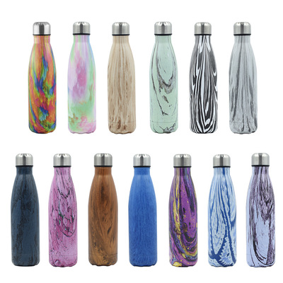 304 stainless steel thermos cup Amazon Cross-border Sports Gift kettle A wood grain Coke bottle
