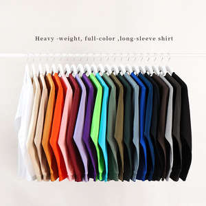 250g Japanese heavy white two needle pure cotton men's and women's long sleeve T-shirt loose thick b
