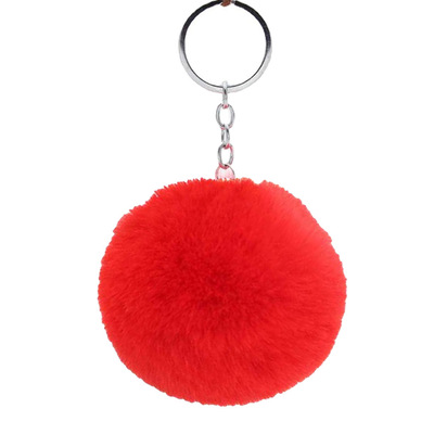 KOOROL Hairball Keychain Silver Creative car pendant Plush bag pendant 8CM imitation Rex rabbit hair