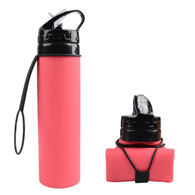 New 600ml outdoor cycling water cup portable foldable silicone water bag advertising gift sports equ