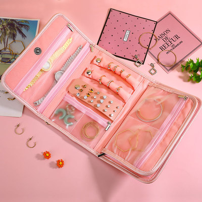 New jewelry storage bag Earrings bag Necklace bag Ring bag bracelet bag High texture divider folding