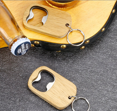Wooden bottle opener with size 40*70mm, 9mm thickness with laser logo/CMYK logo