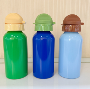 Rotating aluminum cap 400ml color round cap lid sports water bottle outdoor sports water cup custom design