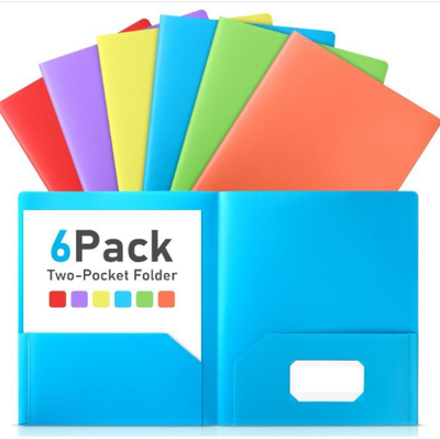 Plastic storage clipboard PP file bag with double pockets card holder office storag A4 size colorful file folder