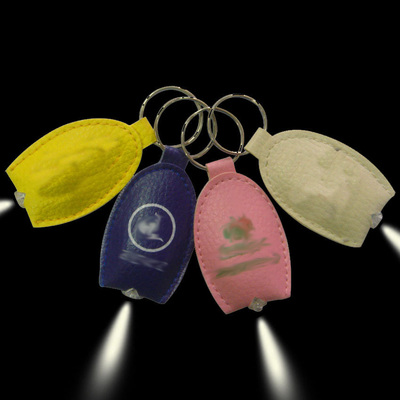 led light key chain Leather keychain Leather key chain with light