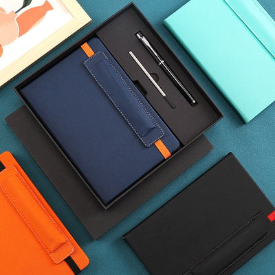 A5 Strap notebook High appearance level business office pen leather face diary business gift box set