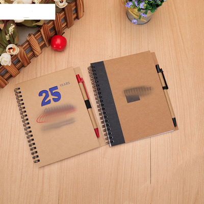 Notebook with pen custom hollow environmental coil This kraft paper loose leaf book custom printing