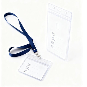 ID Name Badge Soft PVC Plastic Card Holder Vinyl Custom Clear Case Card Holder With Lanyard for Office Work