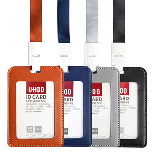 Wholesale Price Custom Necklace Lanyard Employee Staff Id Card Holder Pu Leather Id Card Holder Neck Strap for School and Office