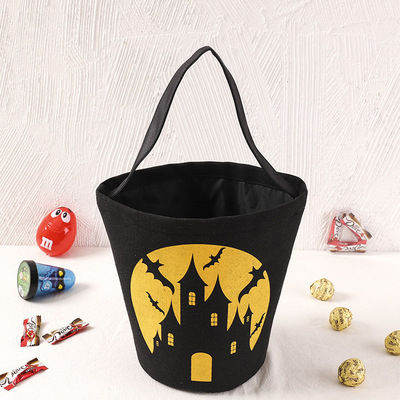 Halloween linen bucket wrap flannel pumpkin tote bag Children's candy basket party Halloween decorat