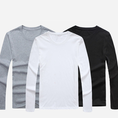 2023 new autumn and winter round neck CVC long sleeve T-shirt for hair large size solid color T-shir