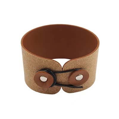 Factory custom cork cup sleeves Eco-friendly leather insulated rope cup sleeve Stainless steel coffe