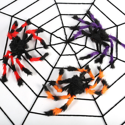 Halloween promotional gifts Haunted house decoration party prank props spider web simulation plush d