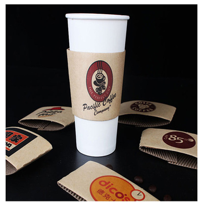 Thickened disposable kraft paper cup sleeve custom corrugated milk tea tumblerful sleeves