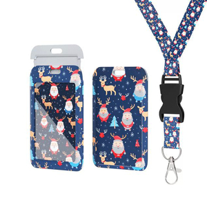 Lanyard for 2025 Christmas Cartoon Design Polyester Thermal Transfer Lanyard with PVC Card Sleeve for Christmas Gifts and Events