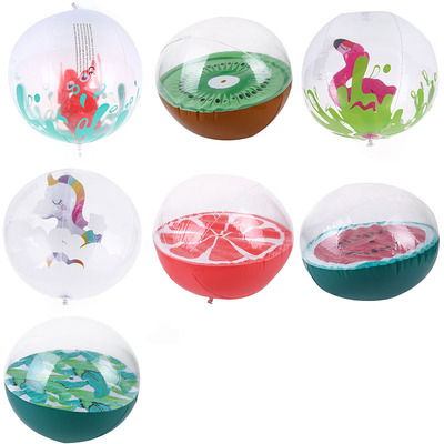 Available in stock pvc inflatable beach ball thickened cartoon Unicorn Flamingos inflatable ball mid