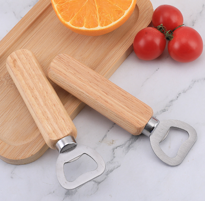 Wooden handle beer bottle opener